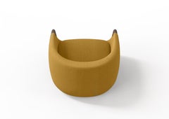 Modern Bubble Armchair in Mustard Boucle and Walnut