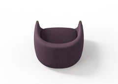 Modern Bubble Armchair in Purple Boucle and Walnut