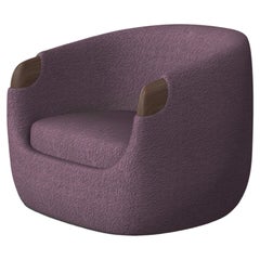 Modern Bubble Armchair in Purple Boucle and Walnut