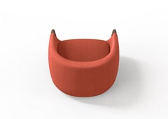 Modern Bubble Armchair in Salmon Boucle and Walnut