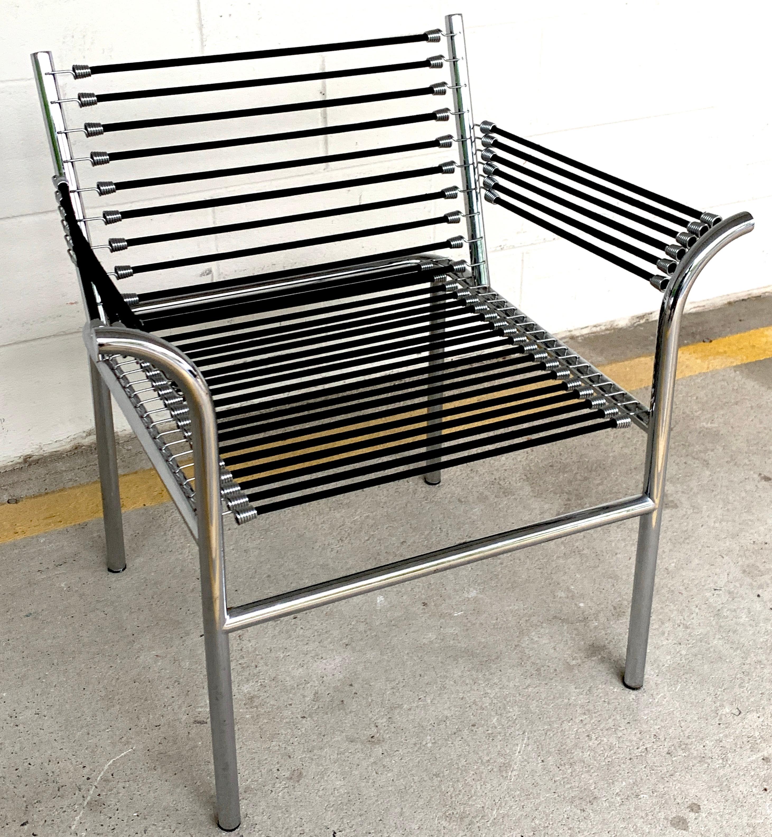 Italian Modern Bungee Armchair after René Herbst For Sale