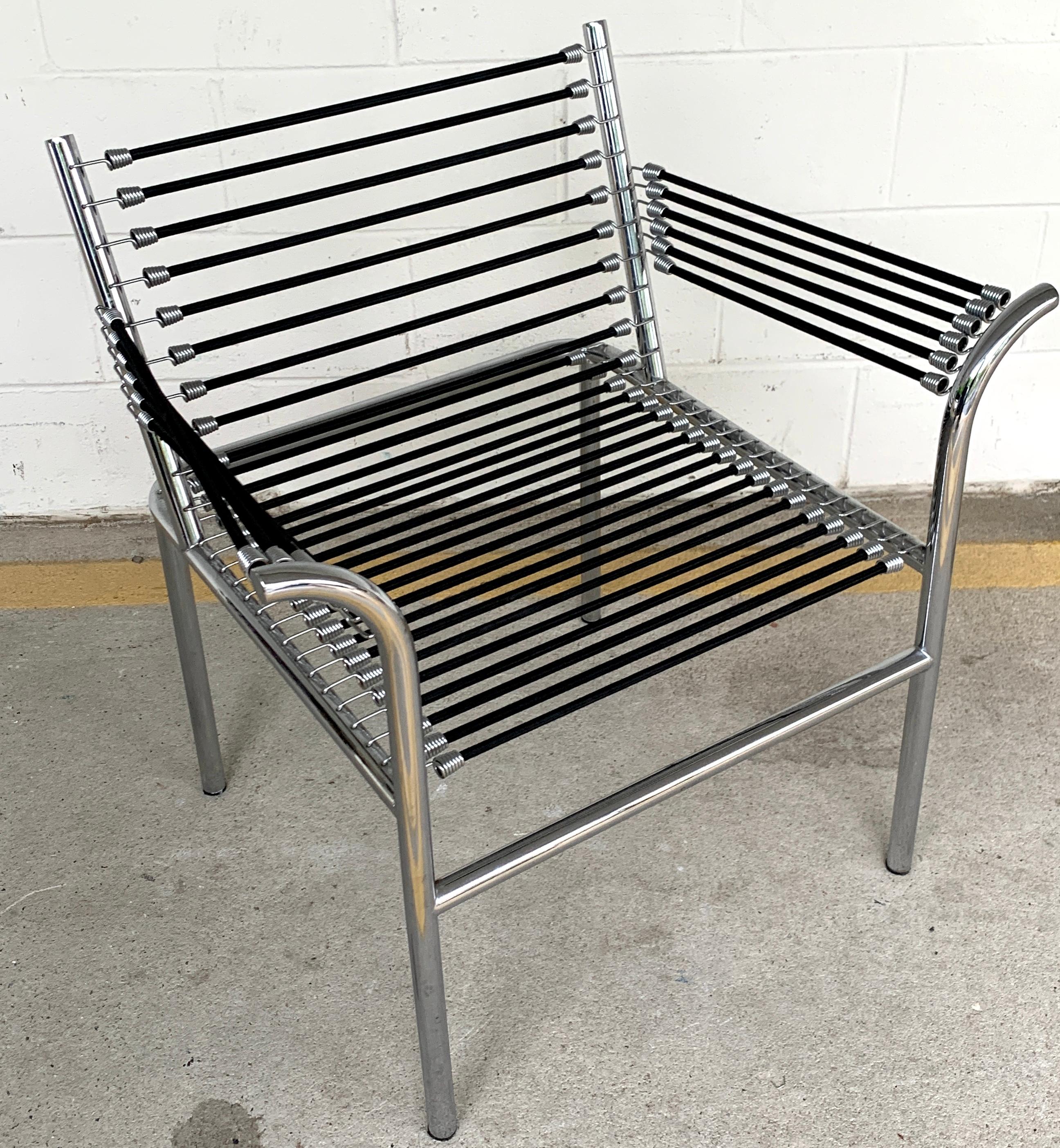 Modern Bungee Armchair after René Herbst In Good Condition For Sale In Atlanta, GA