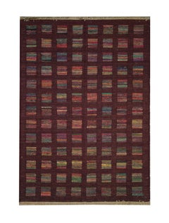 Tapis Kilim bourgogne moderne fait à la main Tapis Kelim tissé à plat en laine