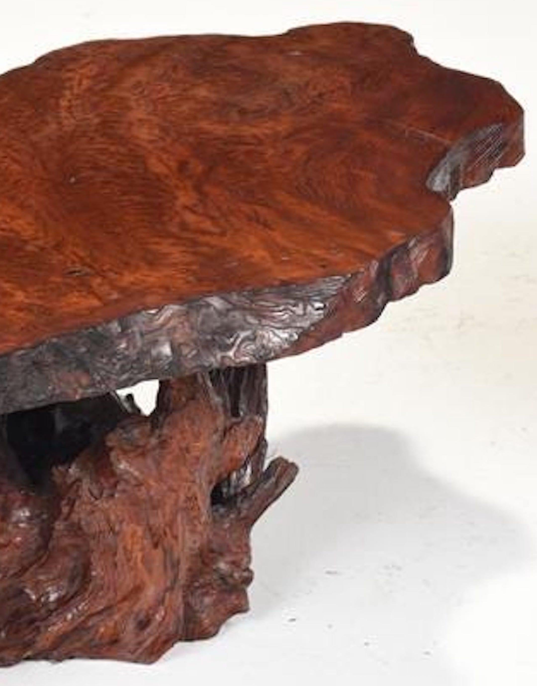 Modern Burl Live Edge Coffee Table, Larger In Good Condition For Sale In Atlanta, GA