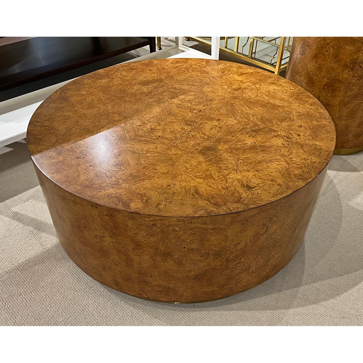 burl wood round coffee table