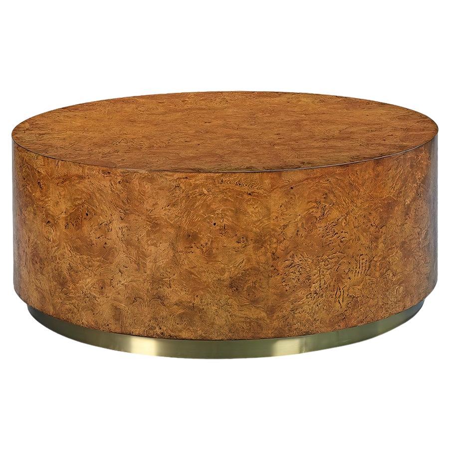 Modern Burl Round Coffee Table For Sale
