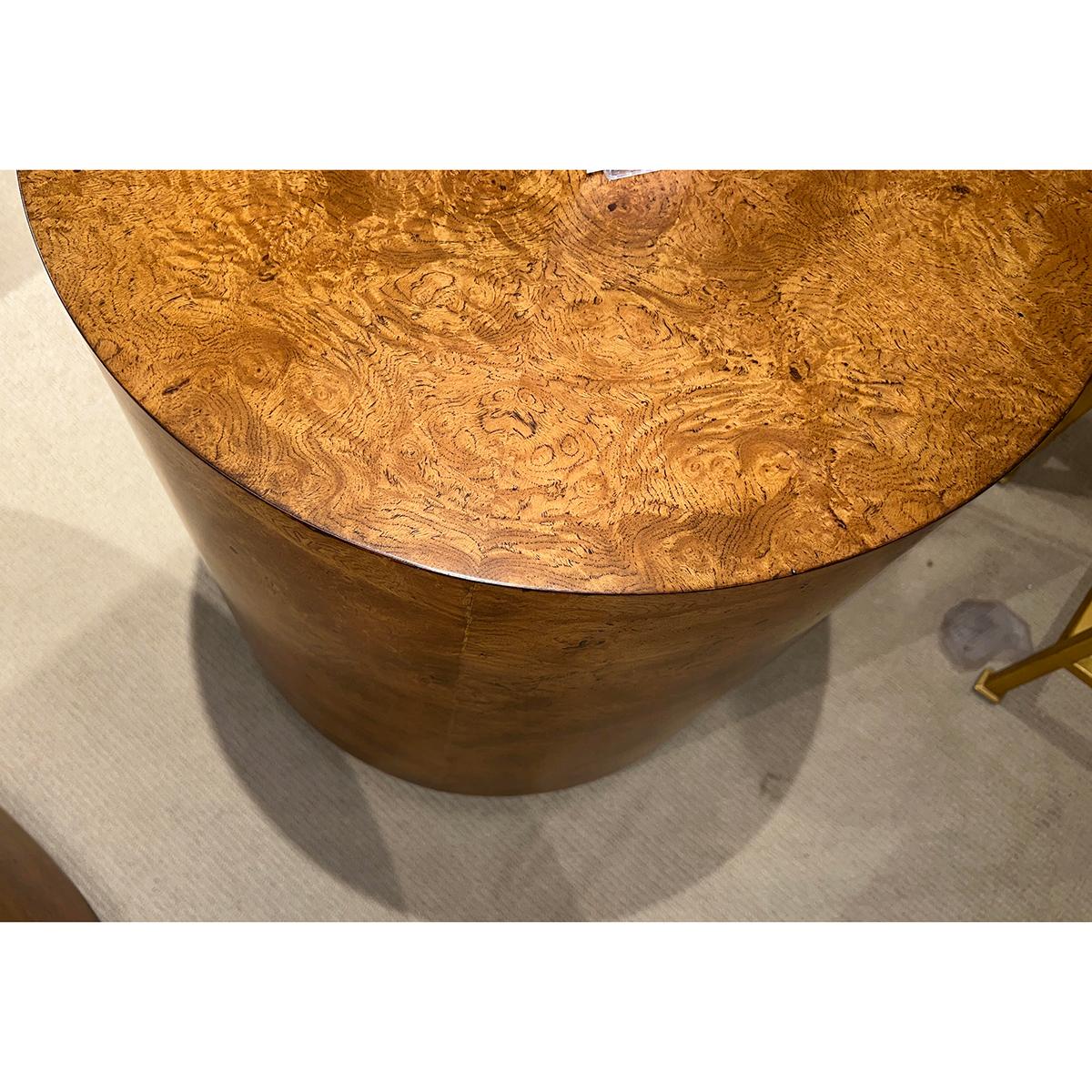 Mid-Century Modern Modern Burl Round Side Table For Sale