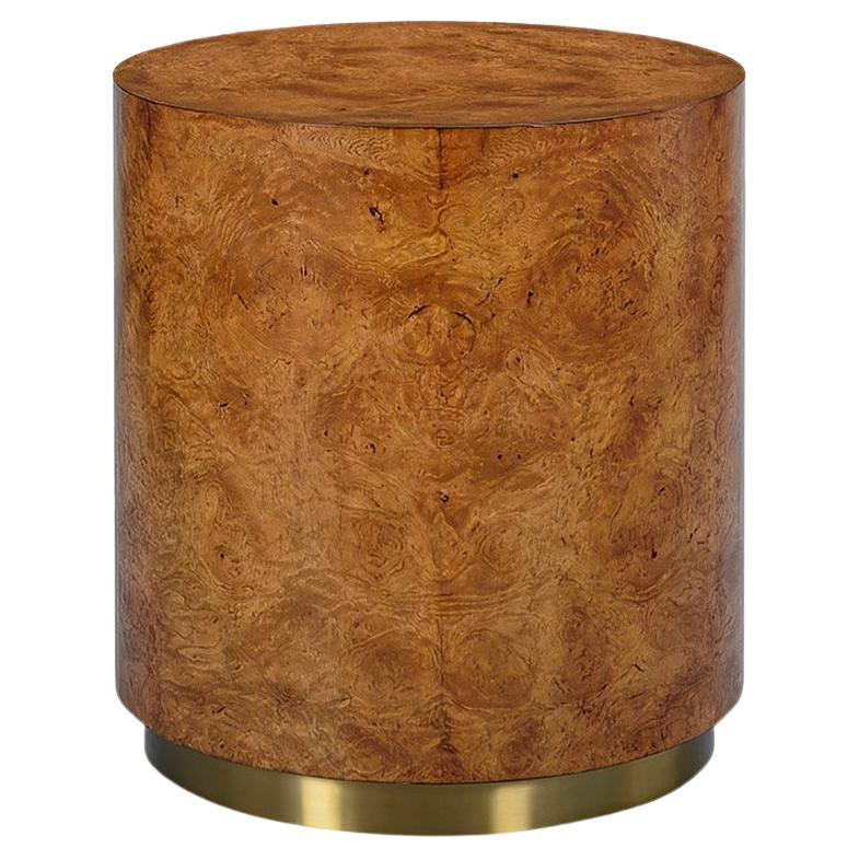 Modern Burl Round Side Table For Sale