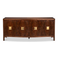 Modern Burl Walnut Bowfront Credenza