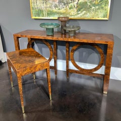 Modern Burl Walnut Console Table
