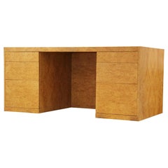 Modern Burl Wood Carpathian Elm Clean Line Executive Desk