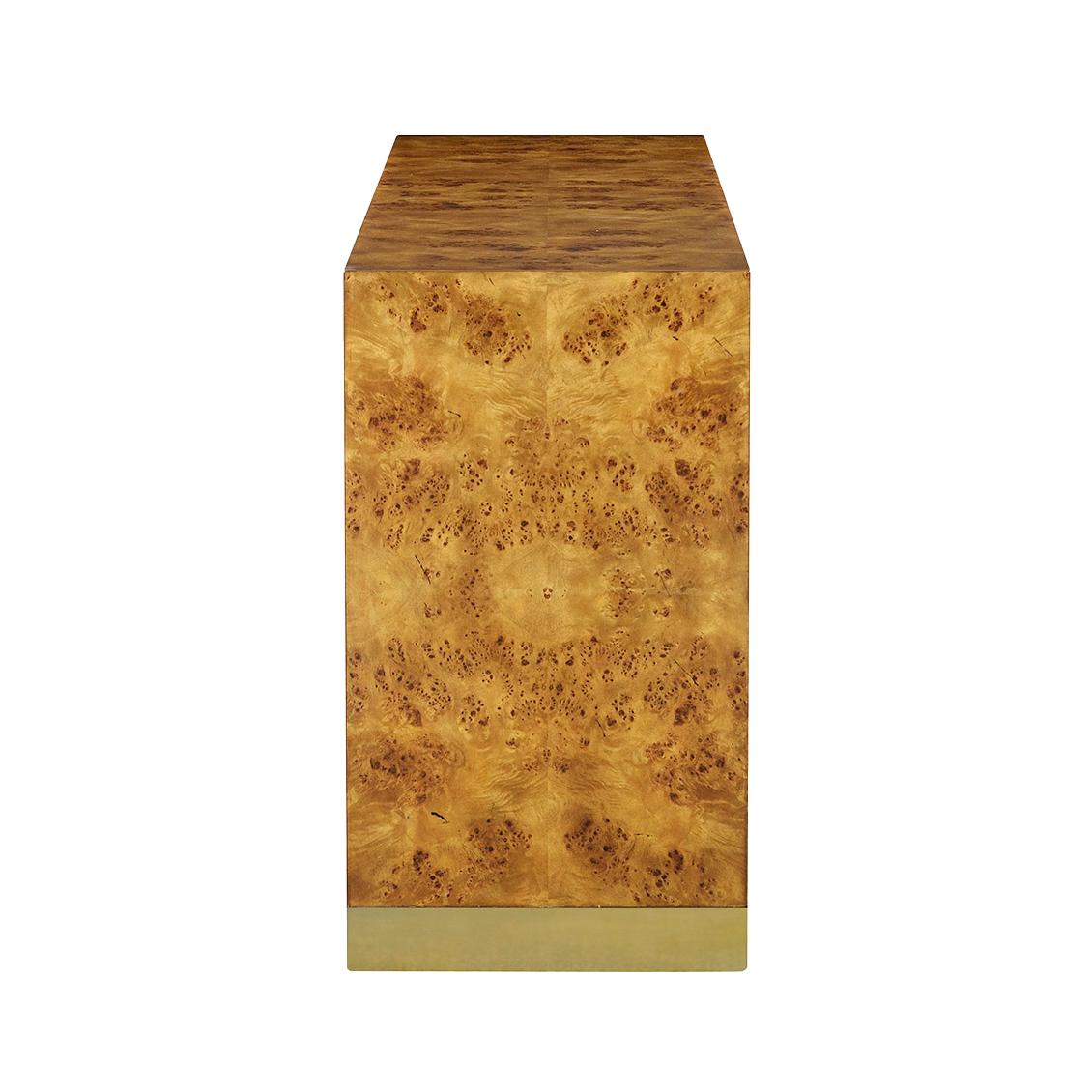 Art Deco Modern Burl Wood Console Table For Sale