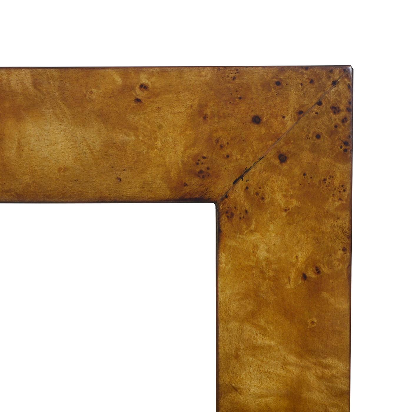 Contemporary Modern Burl Wood Console Table For Sale