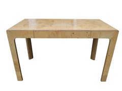 Modern Burled Birdseye Maple Light Wood Desk with Pencil Drawer by Henredon