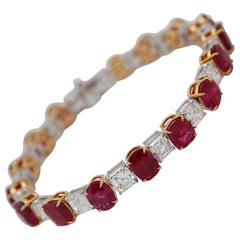 Modern Burmese No Heat 19.24 Carat Ruby Bracelet