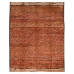 Modern Burnt Orange Gabbeh Wool Rug 7'10''x10'
