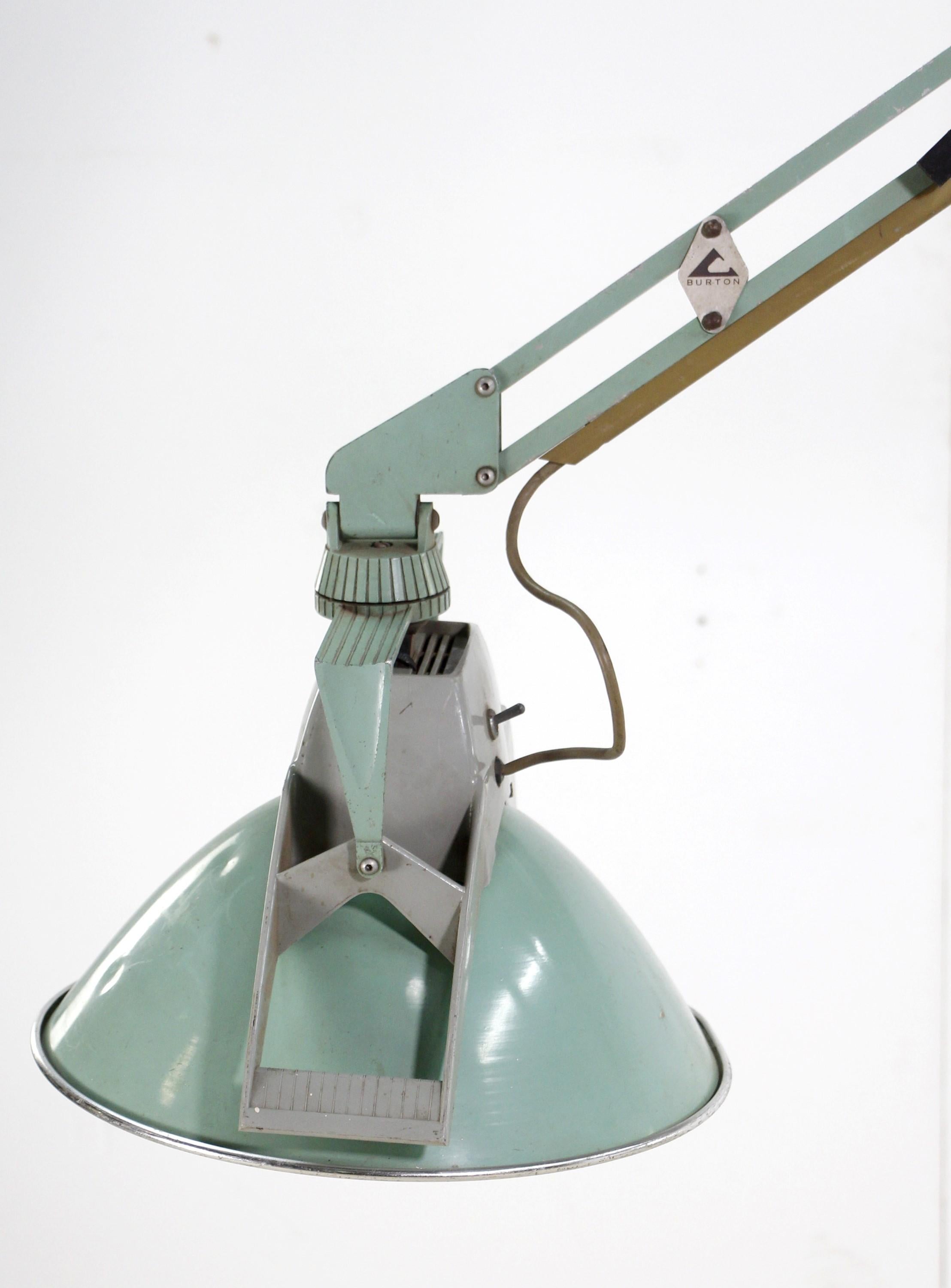 Industrial Modern Burton Green Surgical Double Ceiling Desk Light