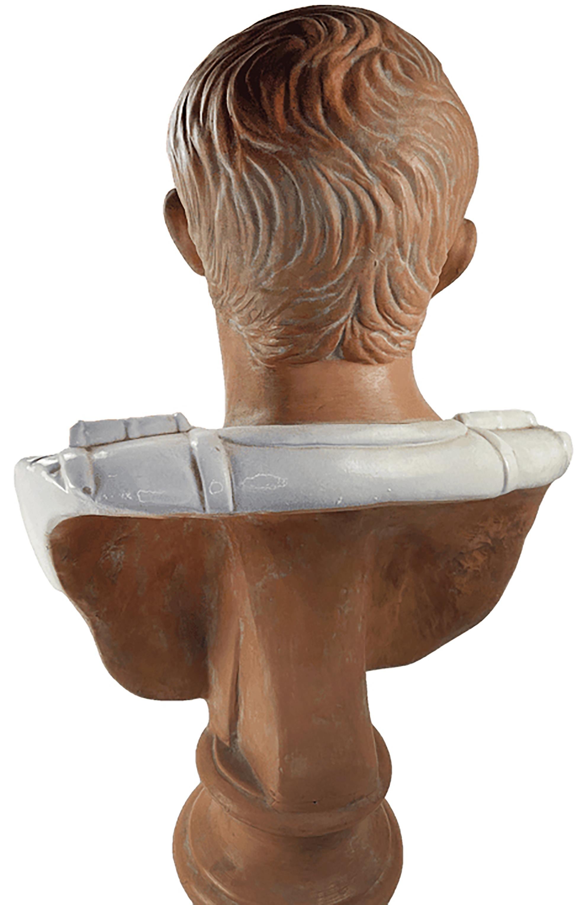 Glazed Modern Bust of a Roman Soldier For Sale
