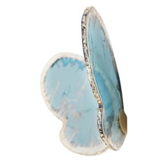 Modern Butterfly Wall Decorative Sculpture in Silvered Glass and Brass, Italy