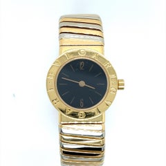 Modern BVLGARI White/Yellow Gold Tubogas Open Flex Cuff Quartz Lady 23mm Watch