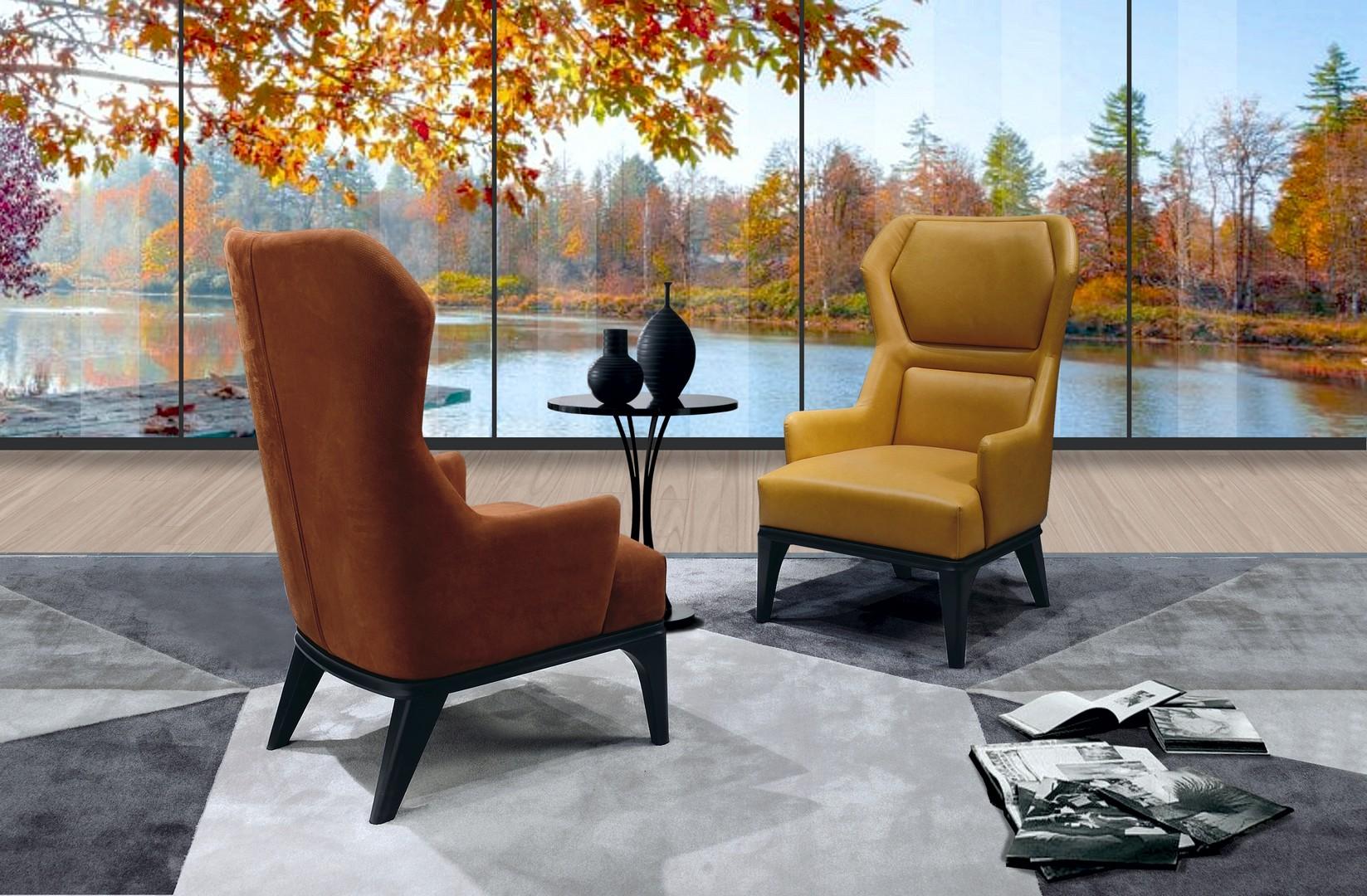 Poltrona relax realizzata con una struttura in legno rivestita in poliuretano a diverse densità. La poltrona è impreziosita da cuciture 