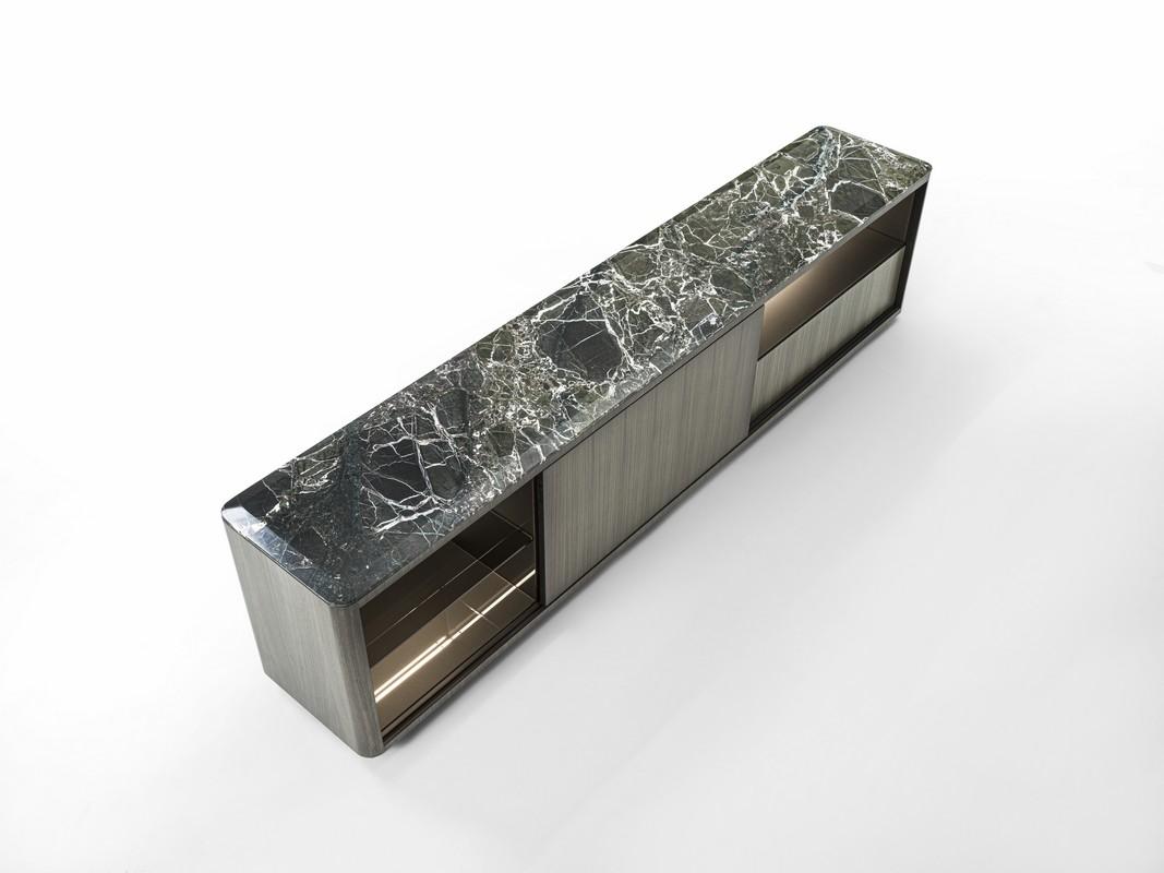 Contemporary Modern by Giuseppe Carpanelli Dafne sideboard in dark Tay and marble top For Sale