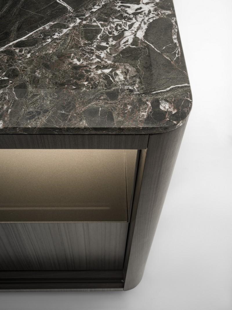 Periodo contemporaneo Modern by Giuseppe Carpanelli Dafne sideboard in dark Tay and marble top in vendita