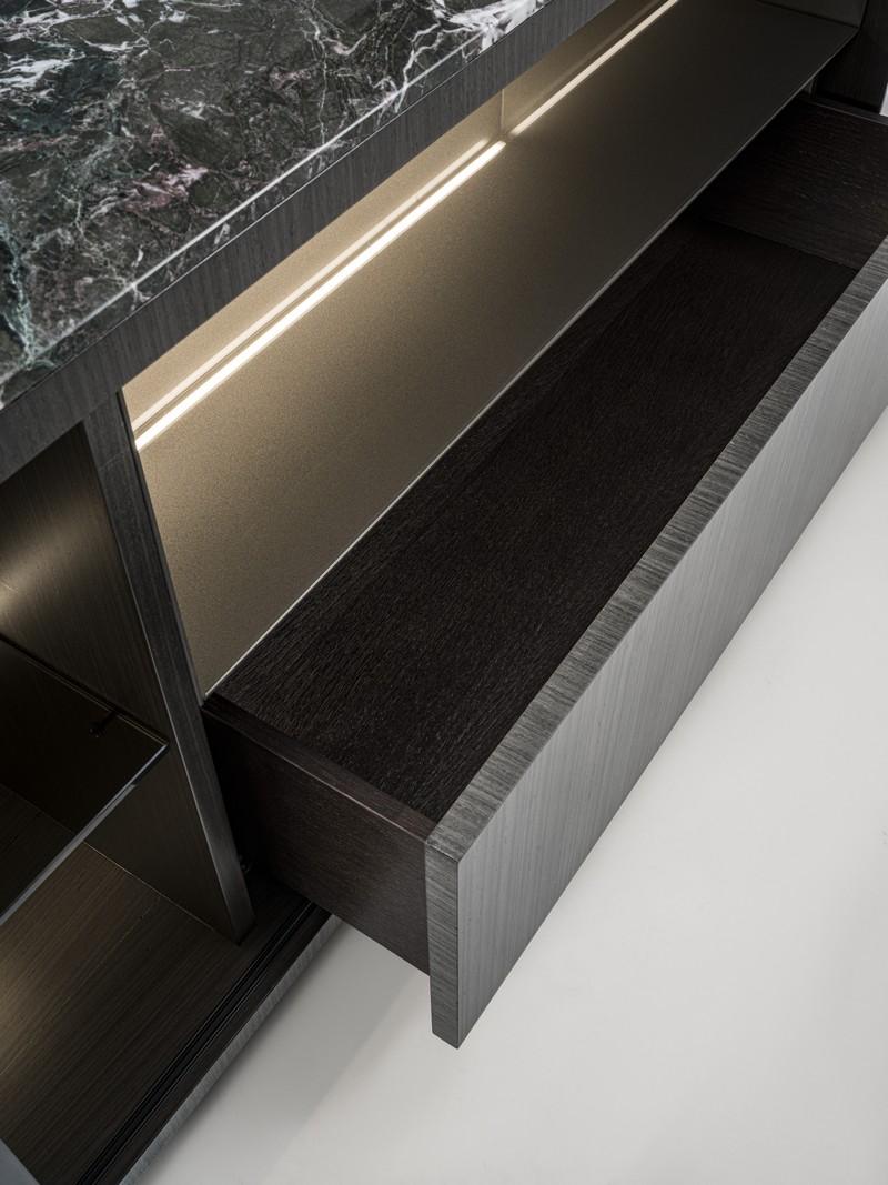 Modern by Giuseppe Carpanelli Dafne sideboard in dark Tay and marble top For Sale 1