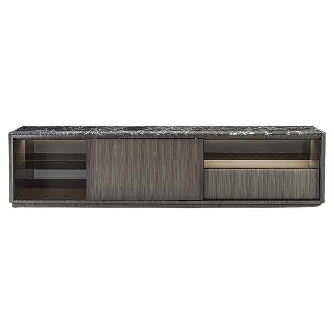 Modern by Giuseppe Carpanelli Dafne sideboard in dark Tay and marble top For Sale