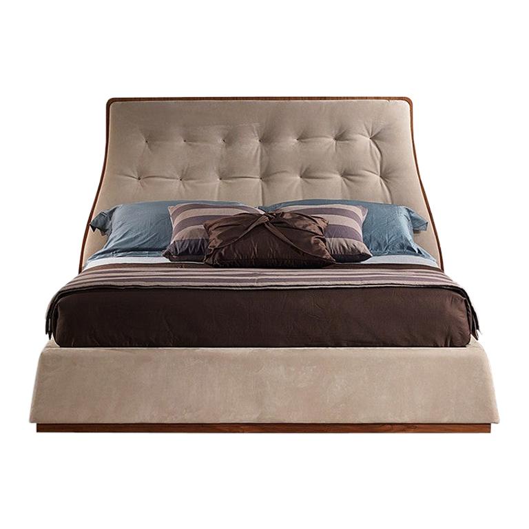 Modern by Giuseppe Carpanelli Desyo Bed with Frame in Canaletta Walnut For Sale