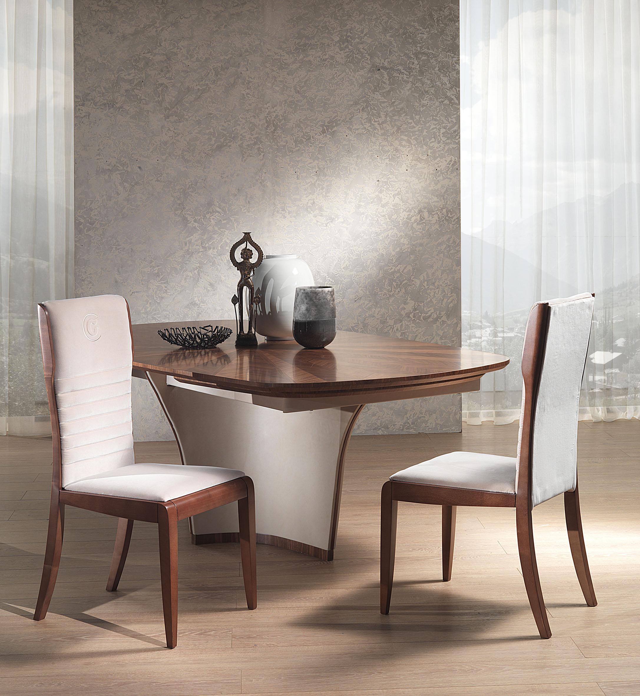 Italian Modern by Giuseppe Carpanelli Desyo Dining Table Walnut Wood with Leather For Sale
