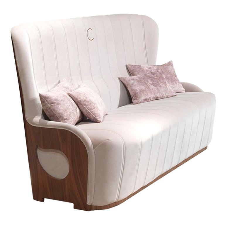 Modern by Giuseppe Carpanelli Galileo 3 Seater Sofa Back in Canaletta Walnut For Sale