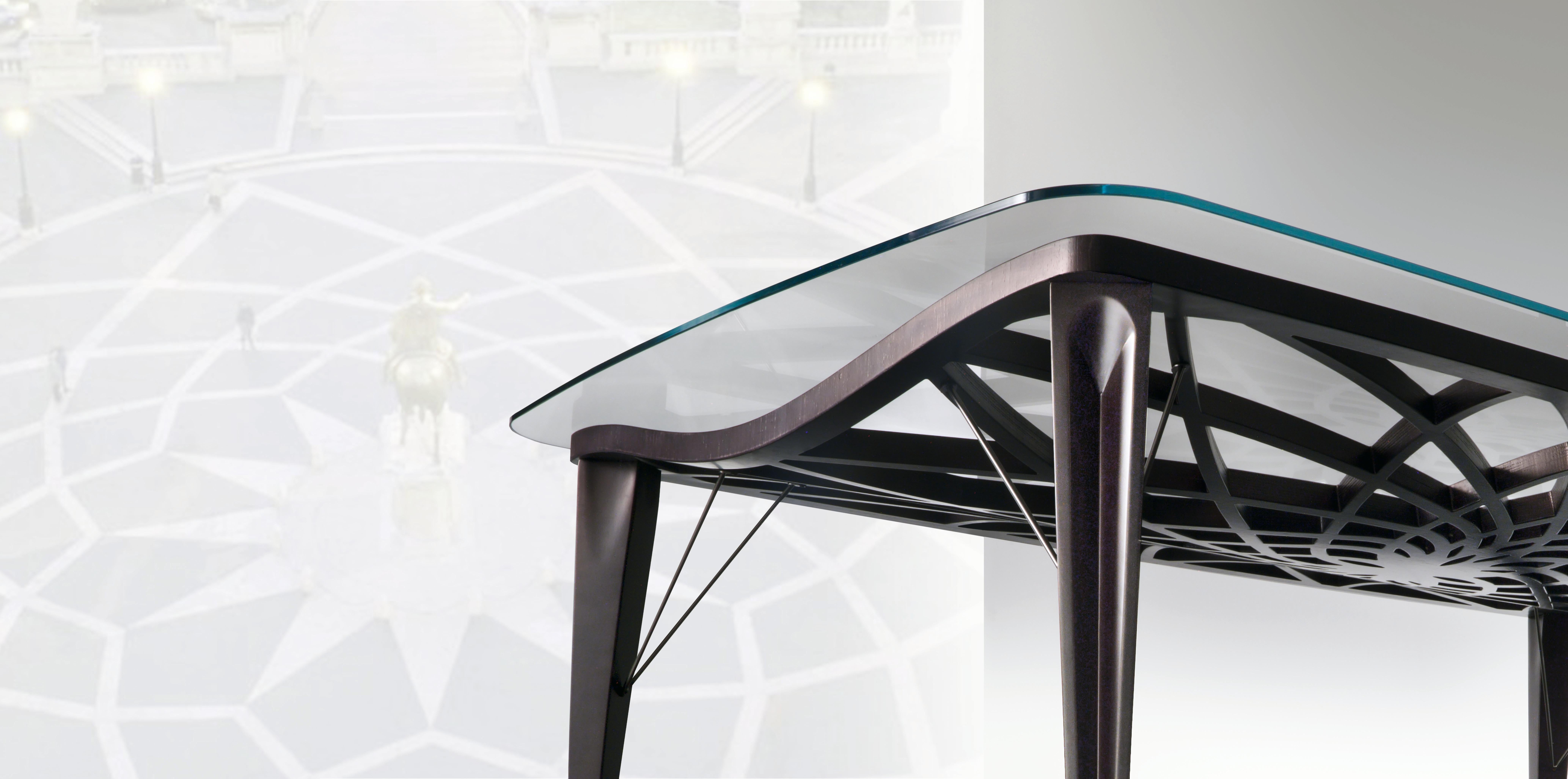 italien Table rectangulaire avec plateau en verre Modern par Giuseppe Carpanelli Galileo en vente