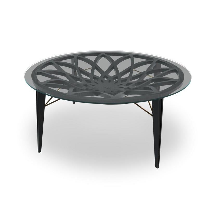 Contemporary Modern by Giuseppe Carpanelli Galileo Round Dining Table Oak Pierced Wood For Sale