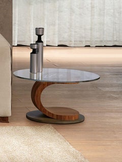 Table basse ronde Mistral moderne en noyer Canaletta de Giuseppe Carpanelli