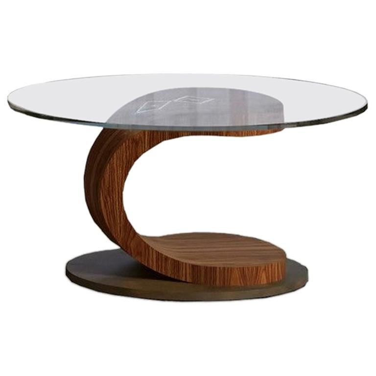 Modern by Giuseppe Carpanelli Mistral Round Coffee Table Canaletta Walnut For Sale