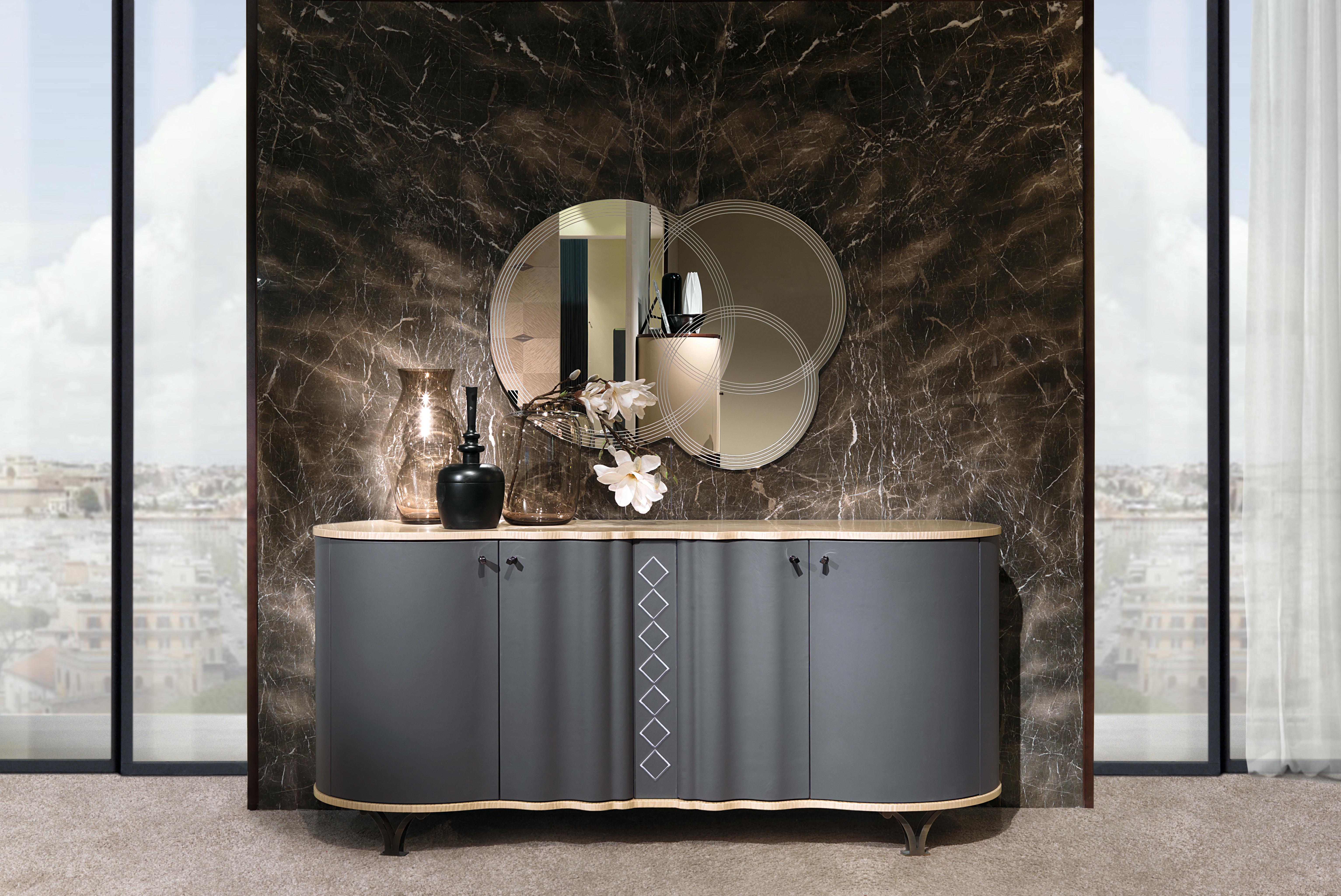 Contemporary Modern by Giuseppe Carpanelli Mistral Sideboard with Coated Doors For Sale