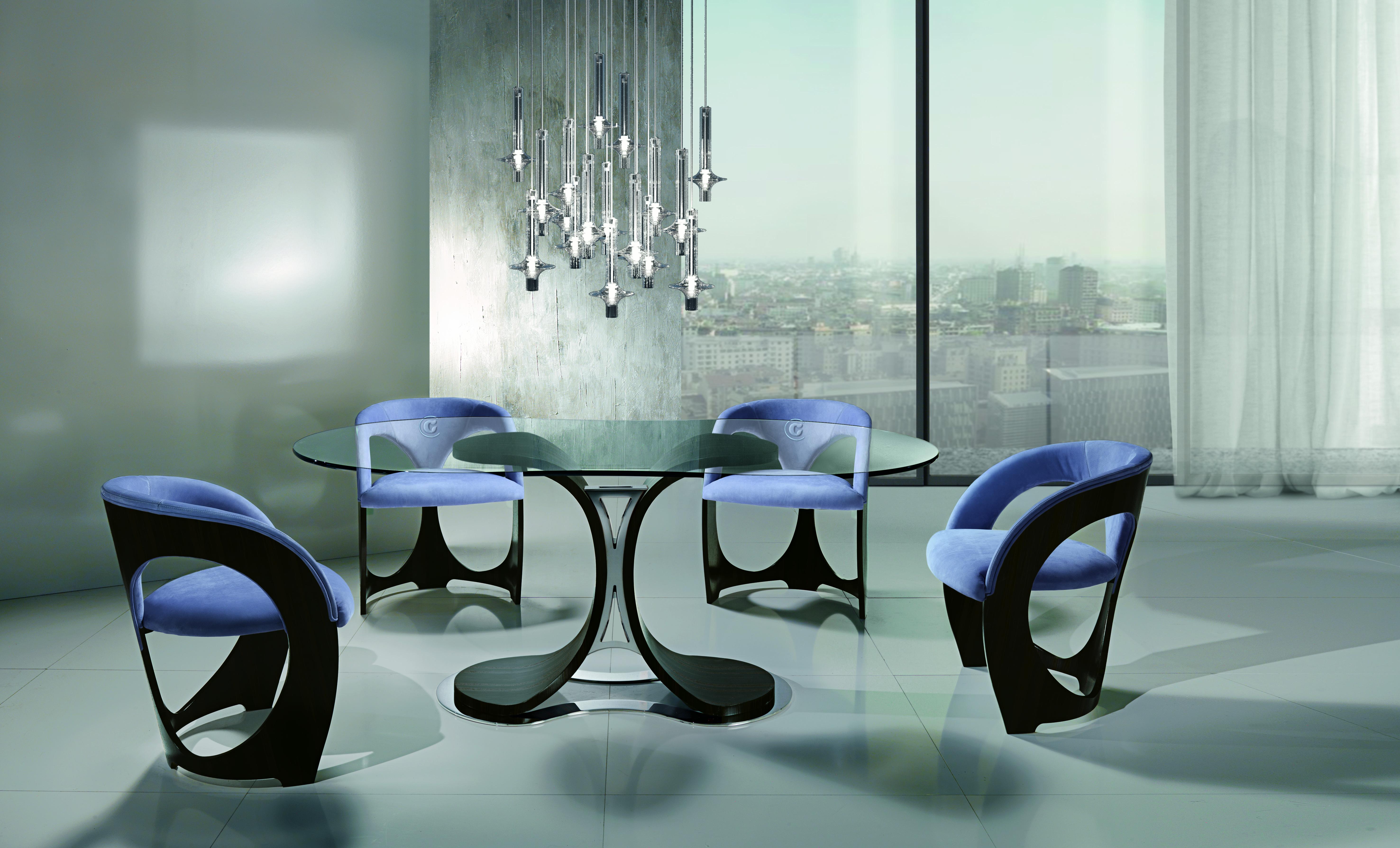 Moderne Table Mistral Modern par Giuseppe Carpanelli avec plateau en verre  en vente
