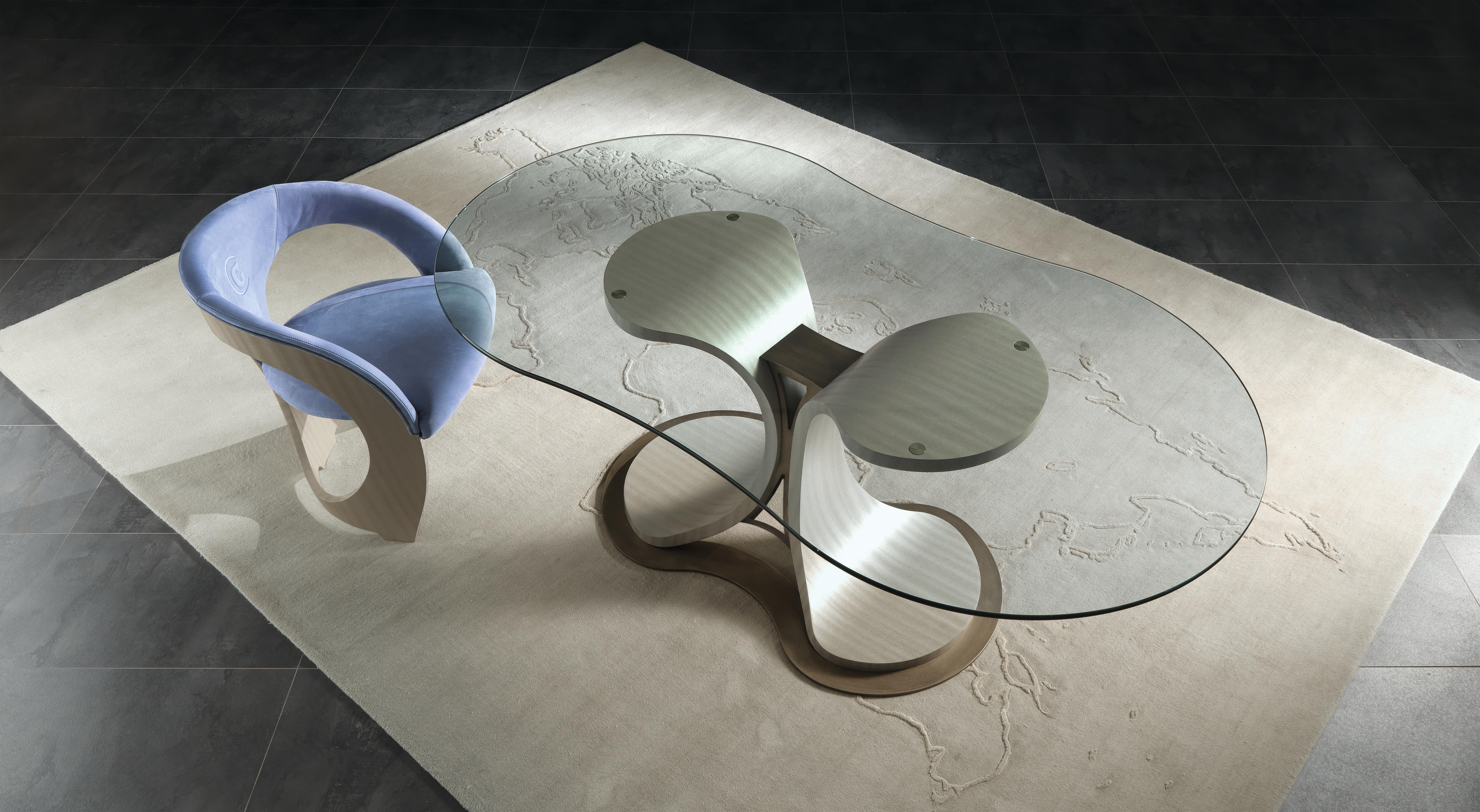 italien Table Mistral Modern par Giuseppe Carpanelli avec plateau en verre  en vente