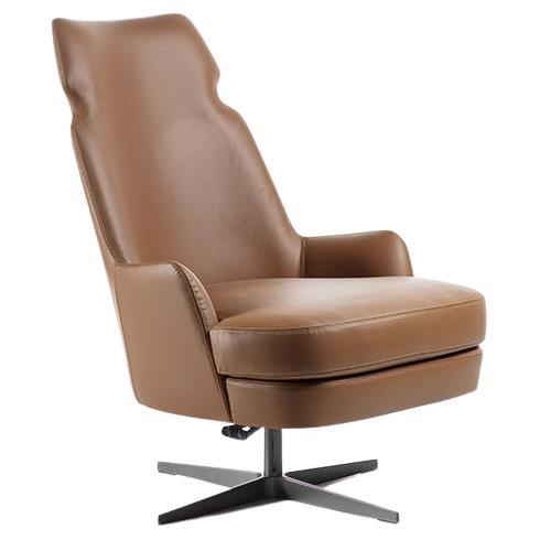 Modern by Giuseppe Carpanelli Shape drehbare Bergere aus Leder im Angebot