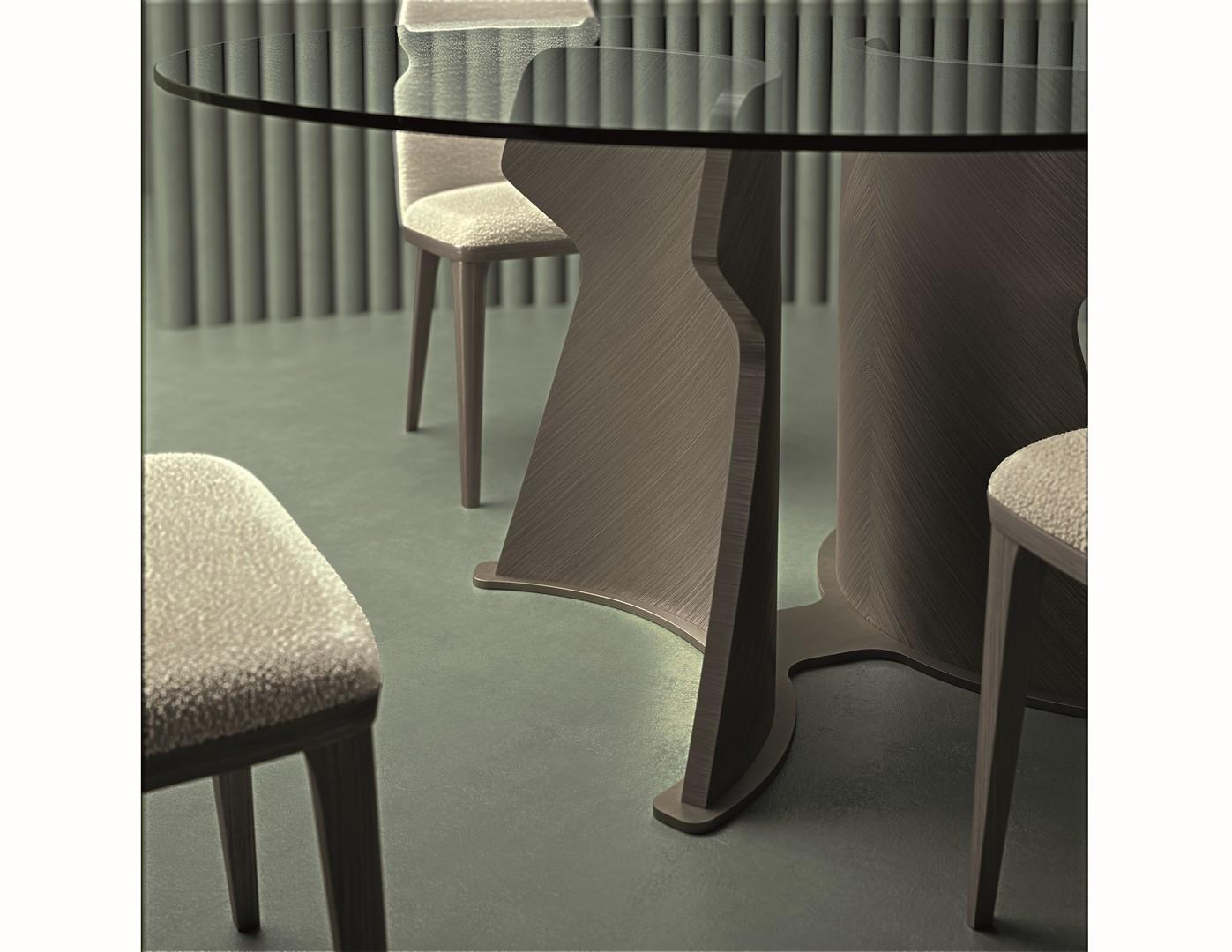 Modern by Giuseppe Carpanelli Formtisch aus Tay-Holz und Glasplatte im Zustand „Neu“ im Angebot in Desio, IT