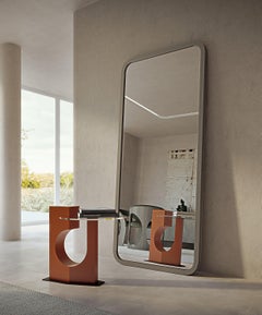 Modern by Giuseppe Carpanelli Sofia Rechteckiger Spiegel mit Leder