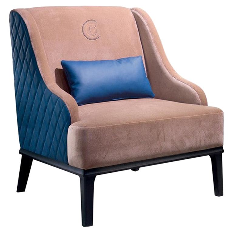 Modern by Giuseppe Carpanelli Square Armchair with Quilted Back For Sale