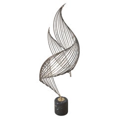Modern C Jere Marble and Brass Sculpture