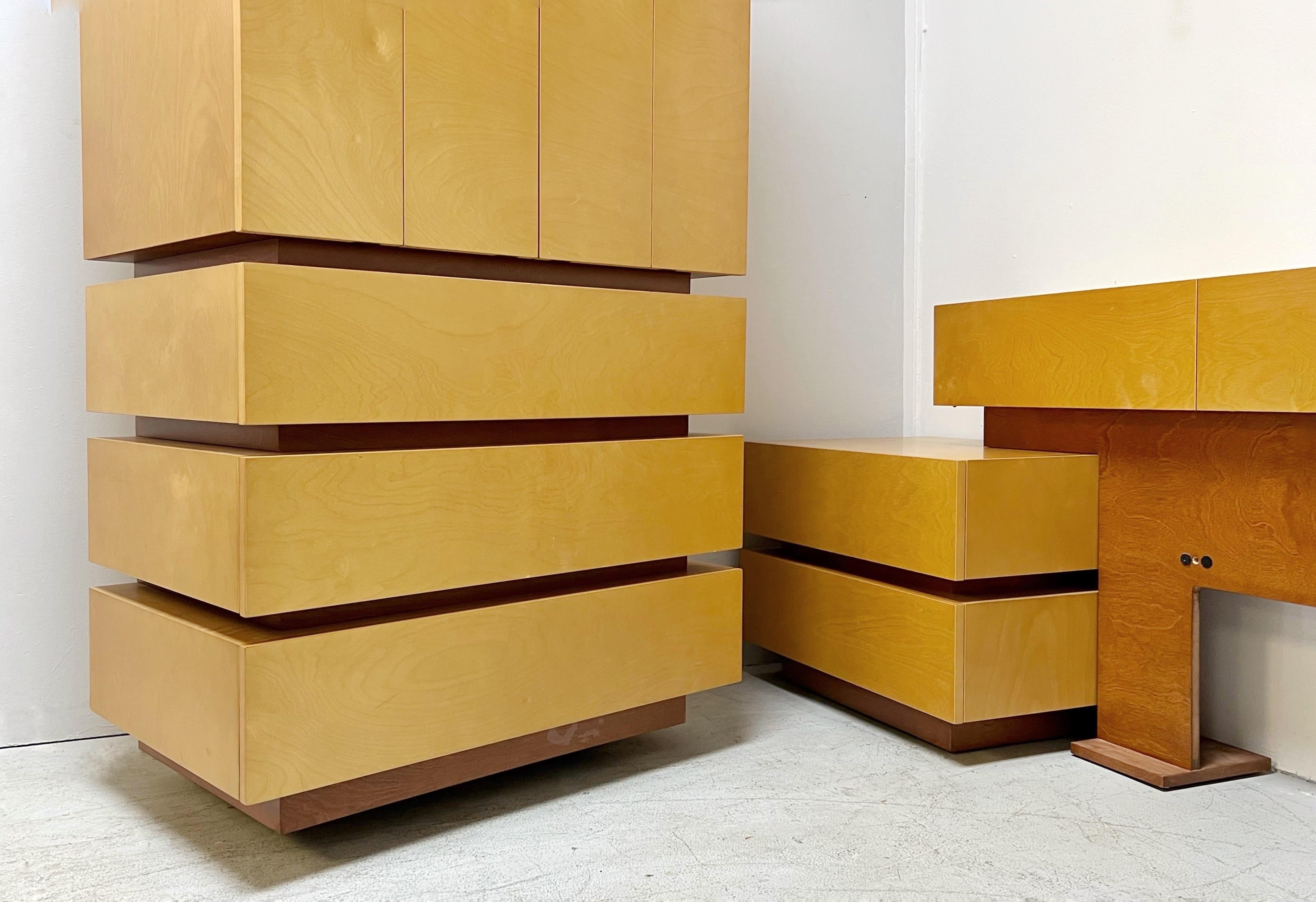 Modern Cabinet Highboy Bar with Stacked Drawers Donald Judd Style In Good Condition In Miami, FL