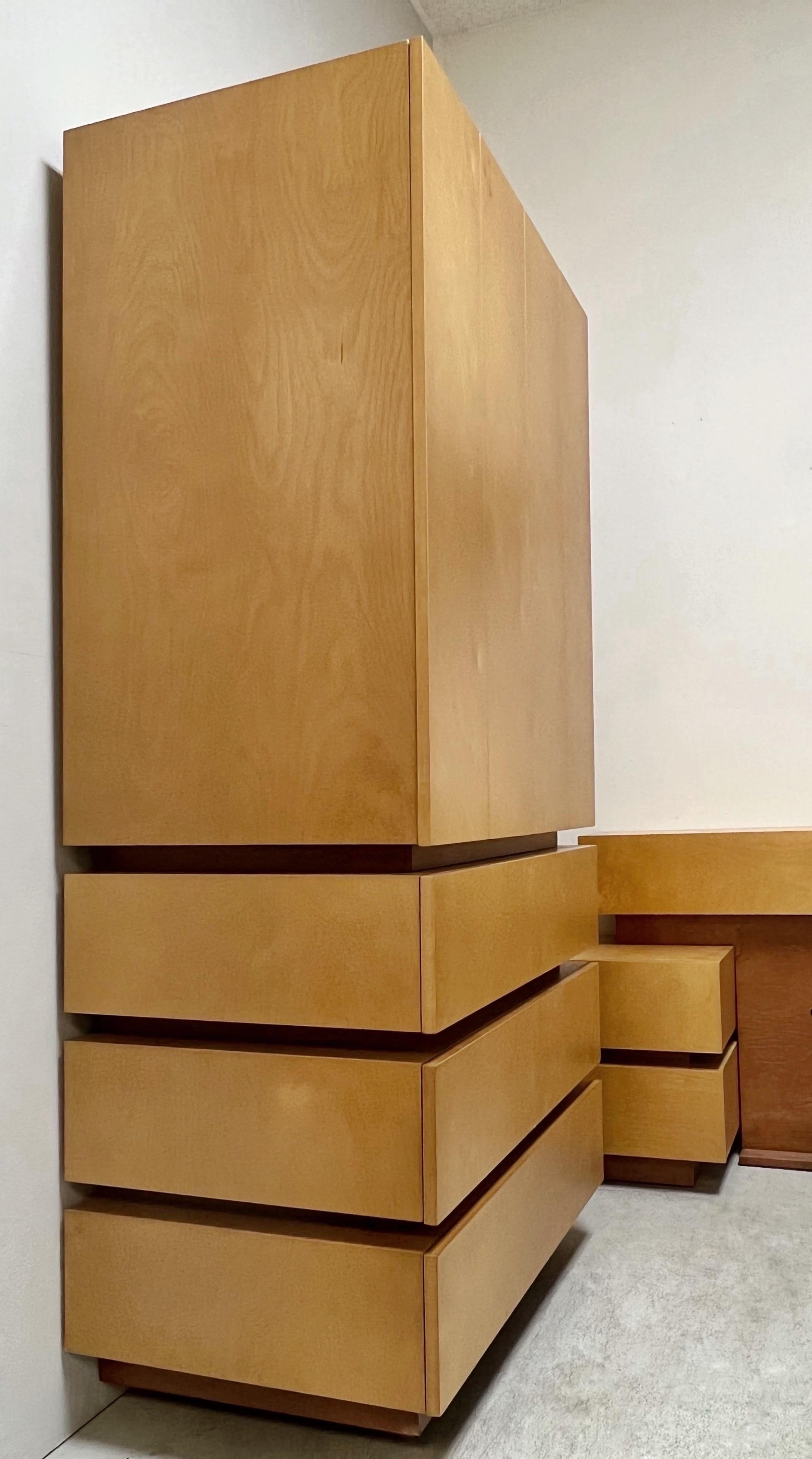 Late 20th Century Modern Cabinet Highboy Bar with Stacked Drawers Donald Judd Style