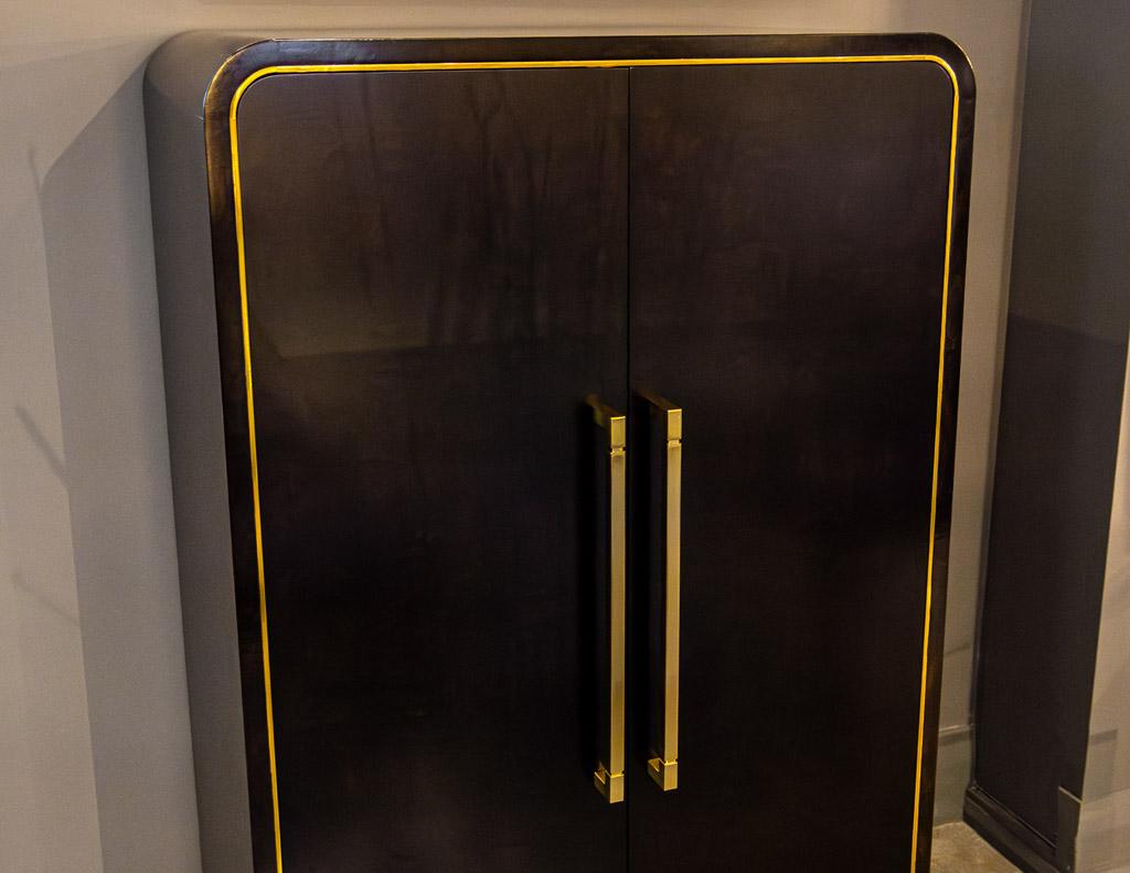 Modern Cabinet with Inlay Brass Metal For Sale 14