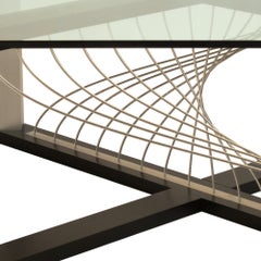 Modern Cabled Coffee Table by Peter Harrison with Metal and Black Wood
