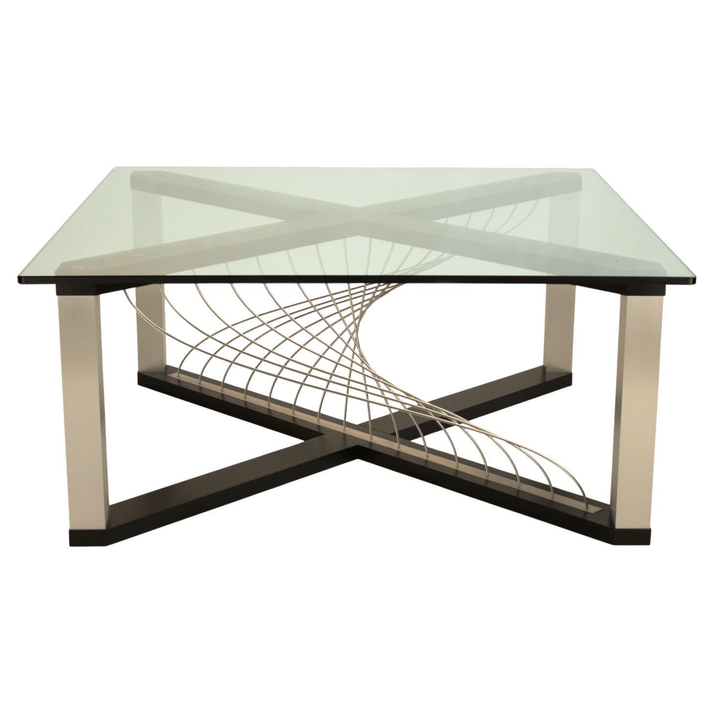 Modern Cabled Coffee Table by Peter Harrison with Metal and Black Wood