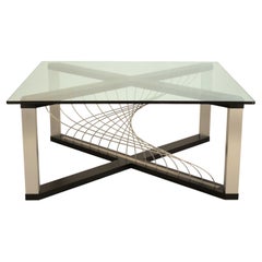 Modern Cabled Coffee Table by Peter Harrison with Metal and Black Wood